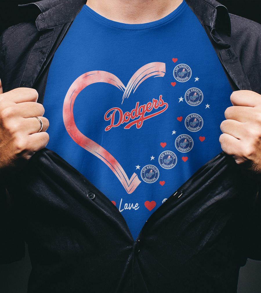 Peace Love Dodgers Heart Los Angeles Dodgers T-Shirt