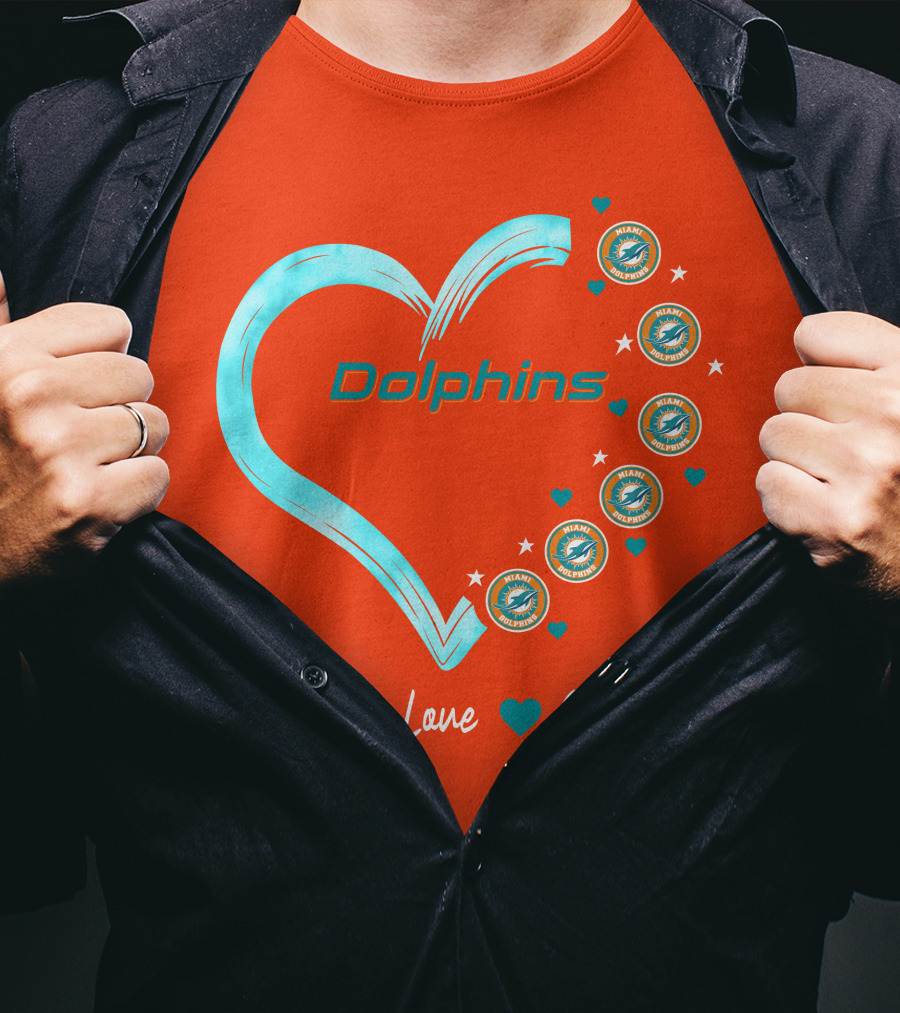 Peace Love Dolphins Heart Miami Dolphins T-Shirt