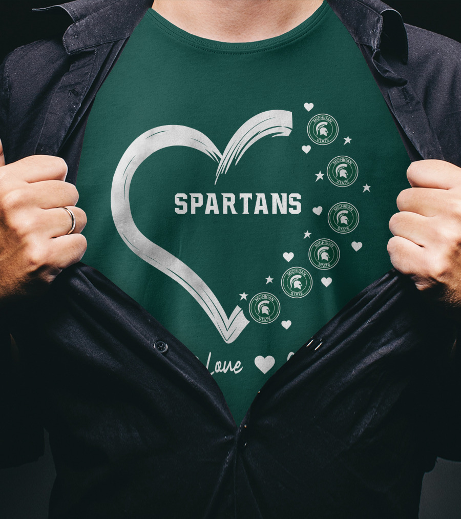 Peace Love Spartans Michigan State Spartans Heart T-Shirt