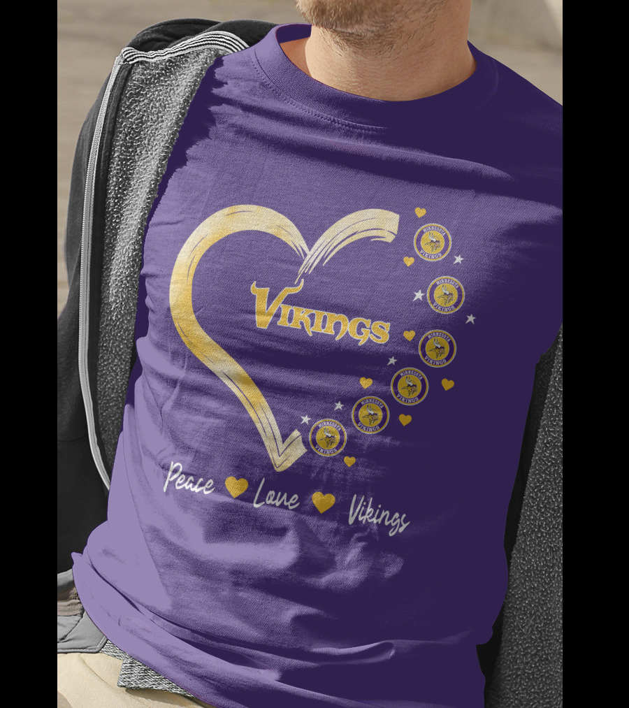 Peace Love Minnesota Vikings Heart T-Shirt