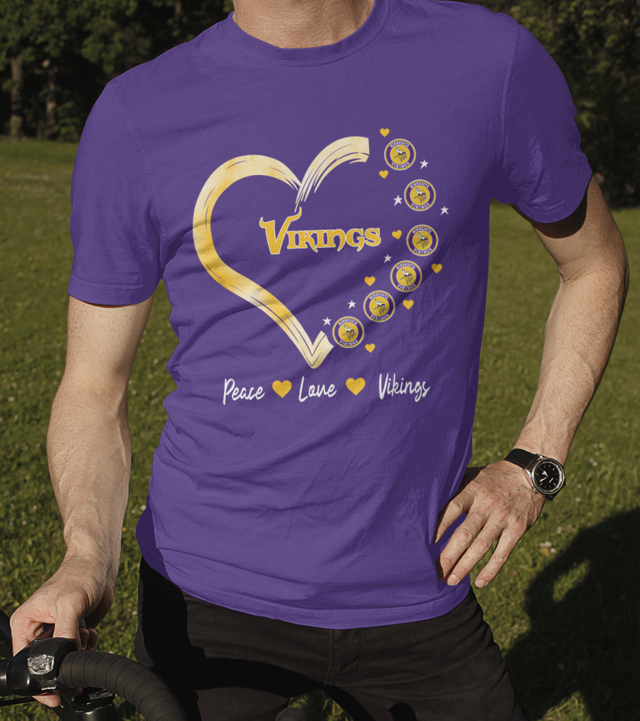 Peace Love Minnesota Vikings Heart T-Shirt