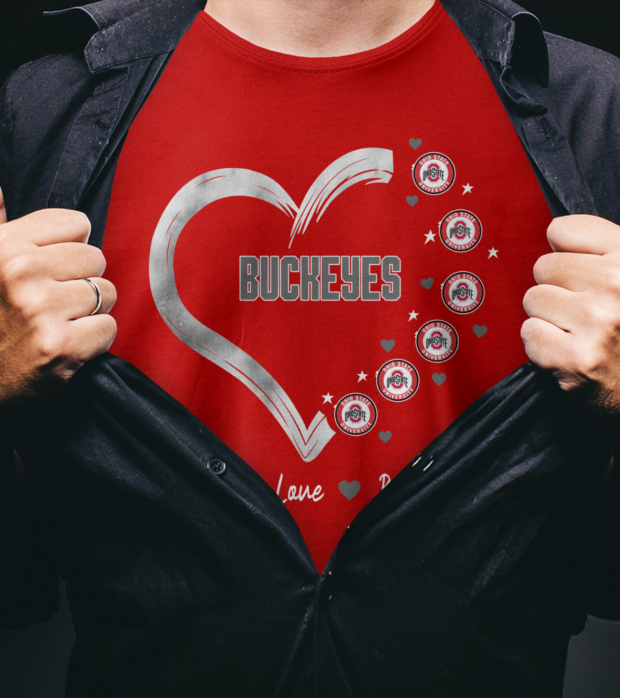 Peace Love Heart Buckeyes Ohio State Buckeyes T-Shirt