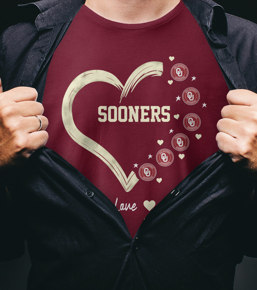 Peace Love Sooners Heart Design With OU T-Shirt