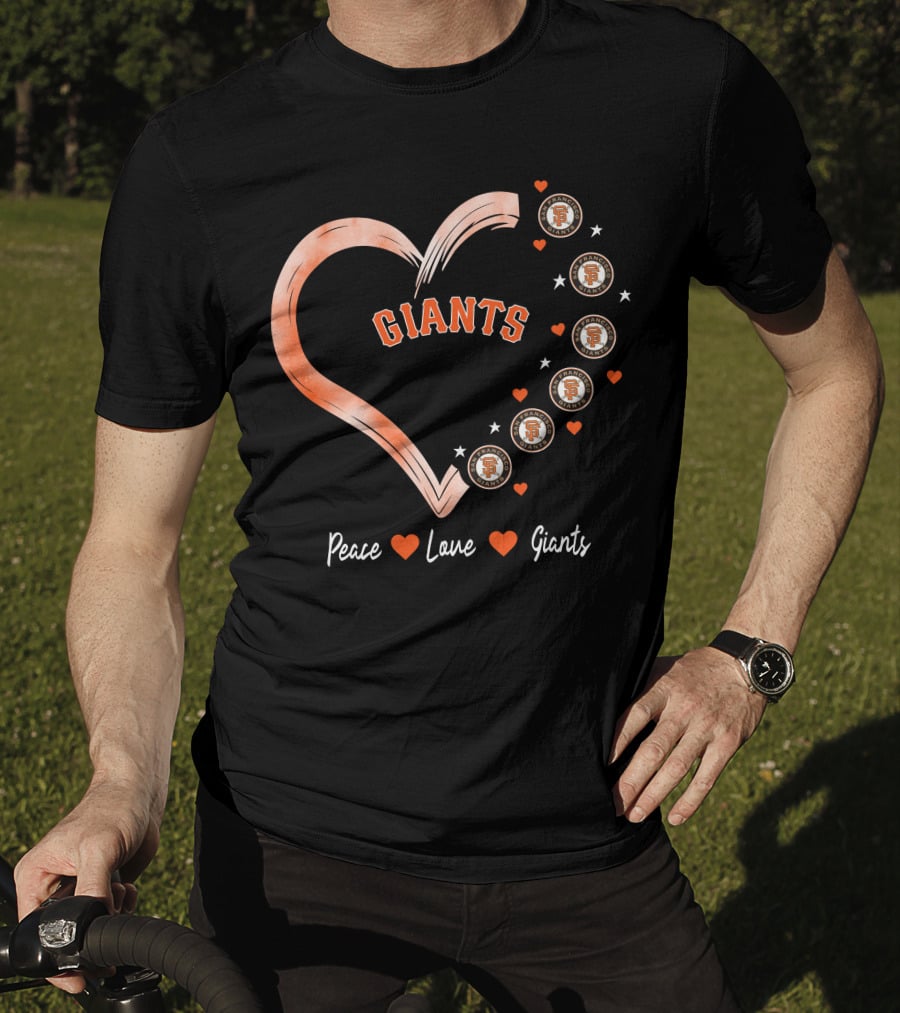 Peace Love Giants San Francisco Giants Baseball Heart Icons T-Shirt