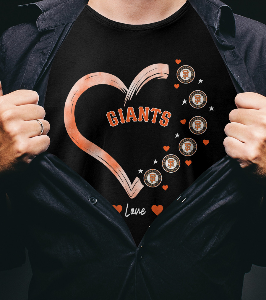 Peace Love Giants San Francisco Giants Baseball Heart Icons T-Shirt