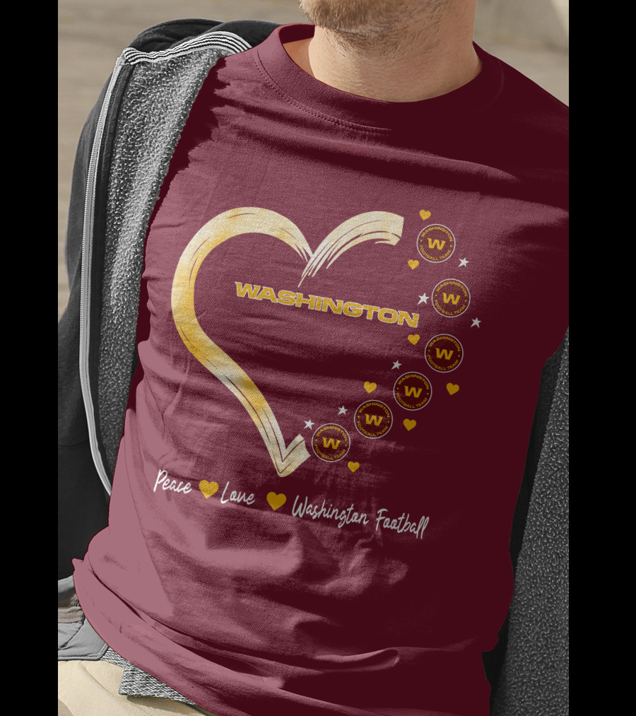 Peace Love Washington Heart And Team Circles T-Shirt