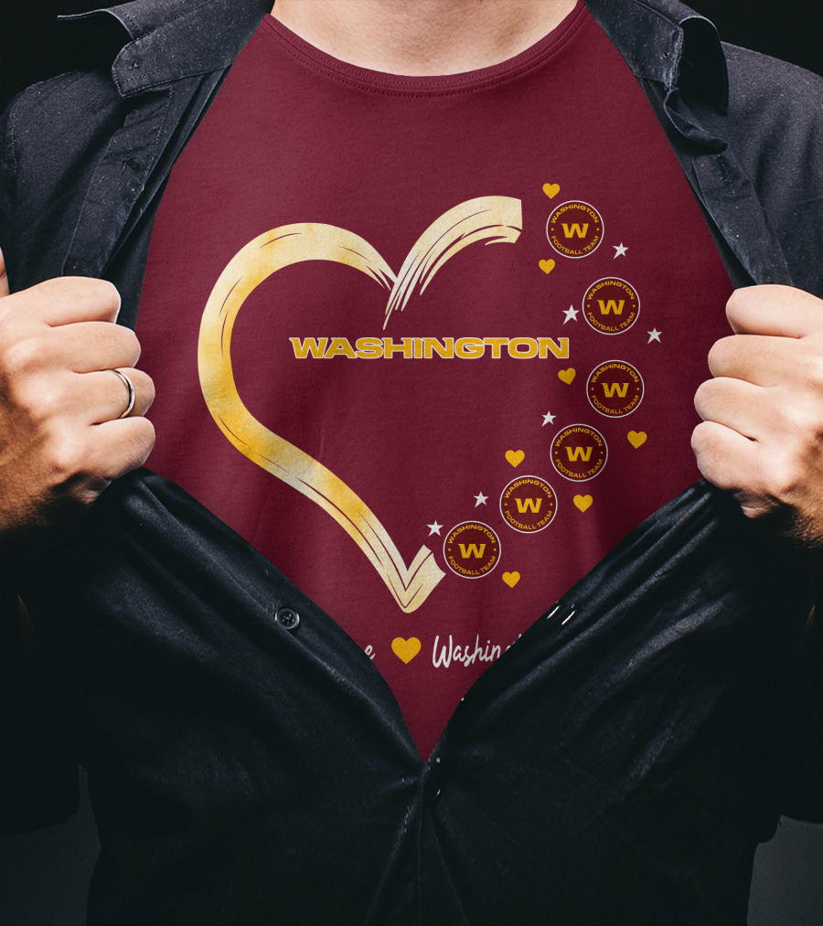 Peace Love Washington Heart And Team Circles T-Shirt