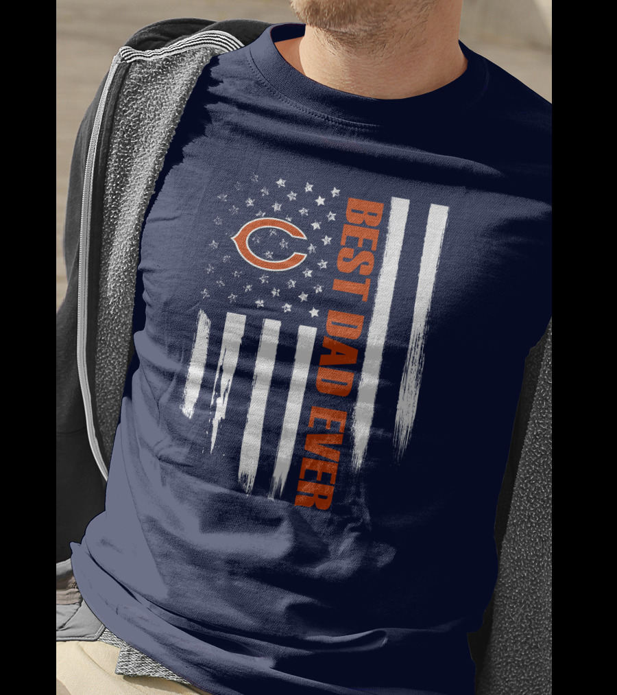 Chicago Bears Best Dad Ever American Flag T-Shirt