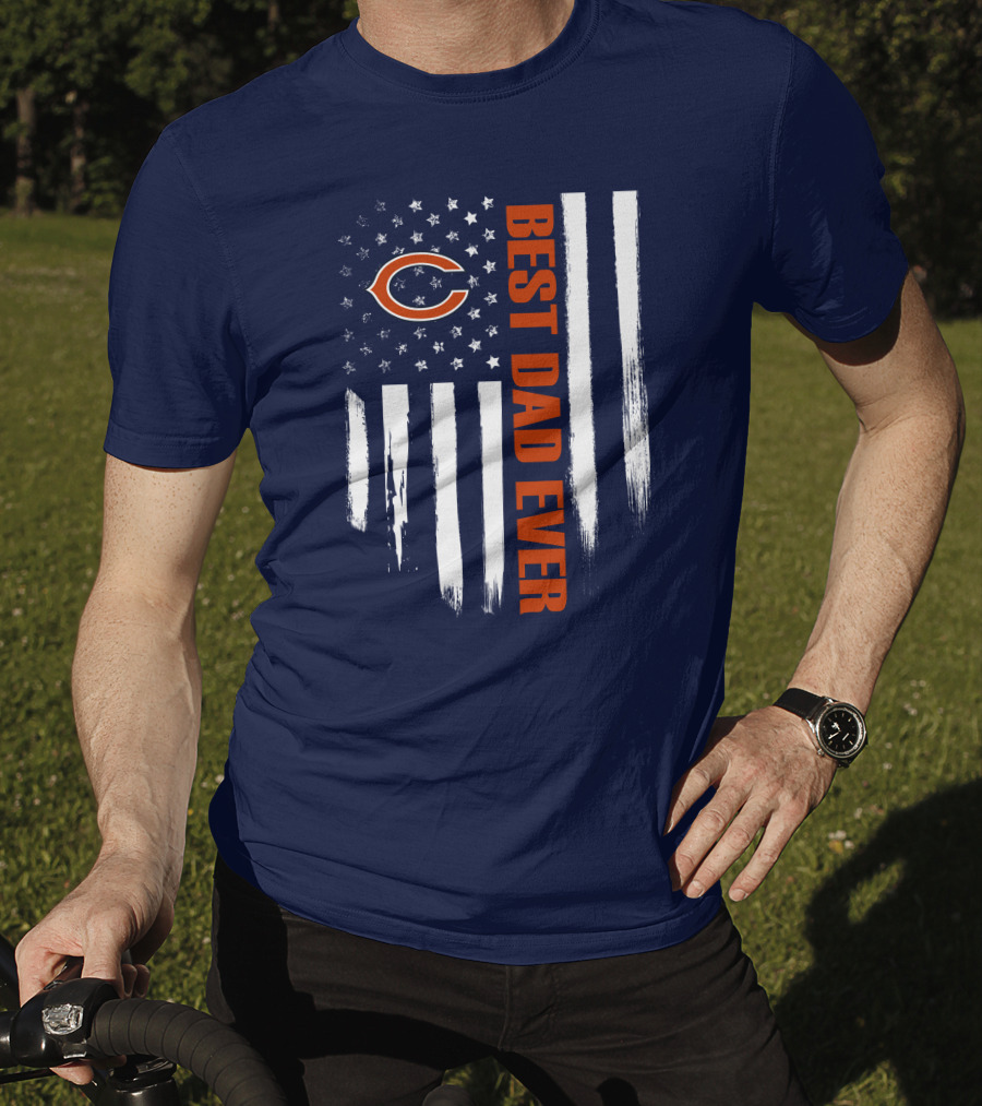 Chicago Bears Best Dad Ever American Flag T-Shirt