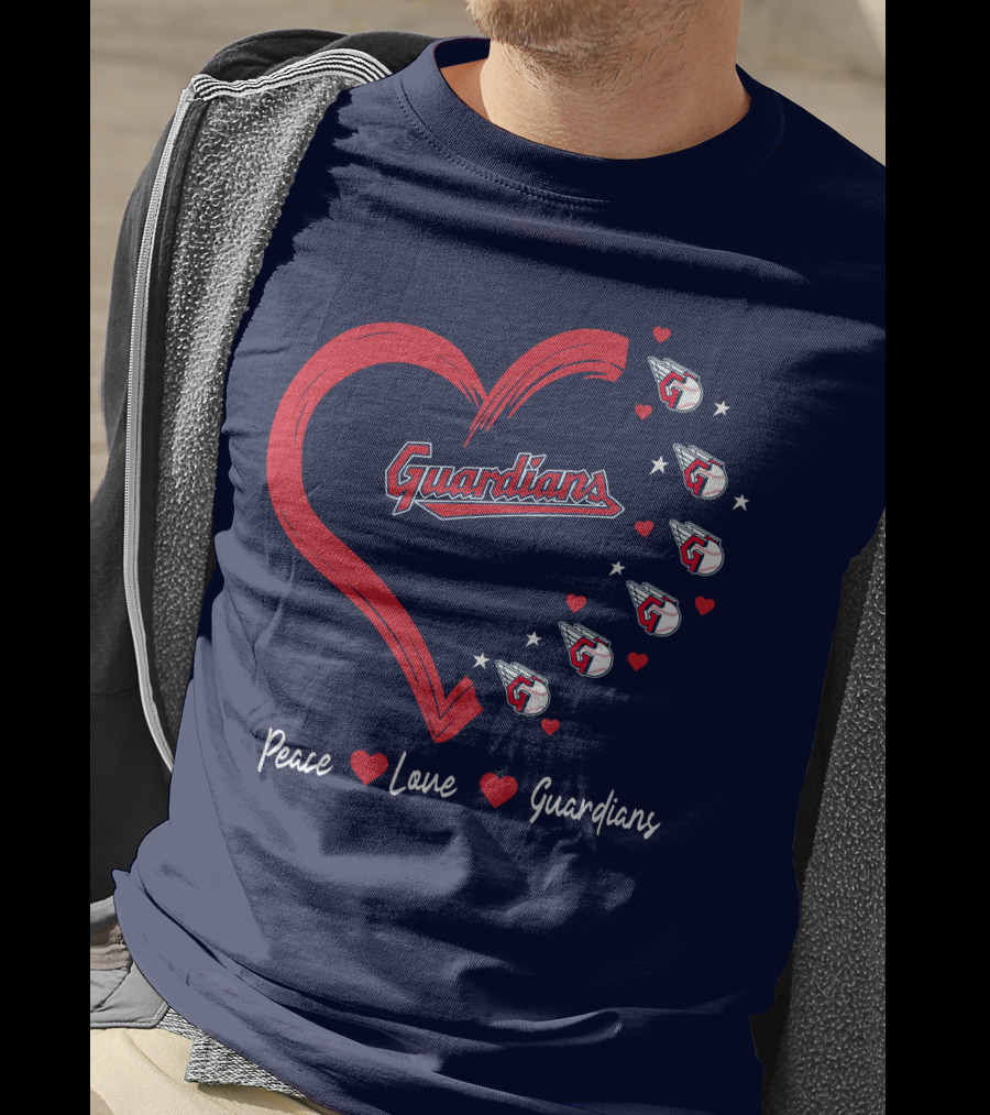 Peace Love Guardians Heart And Baseball T-Shirt