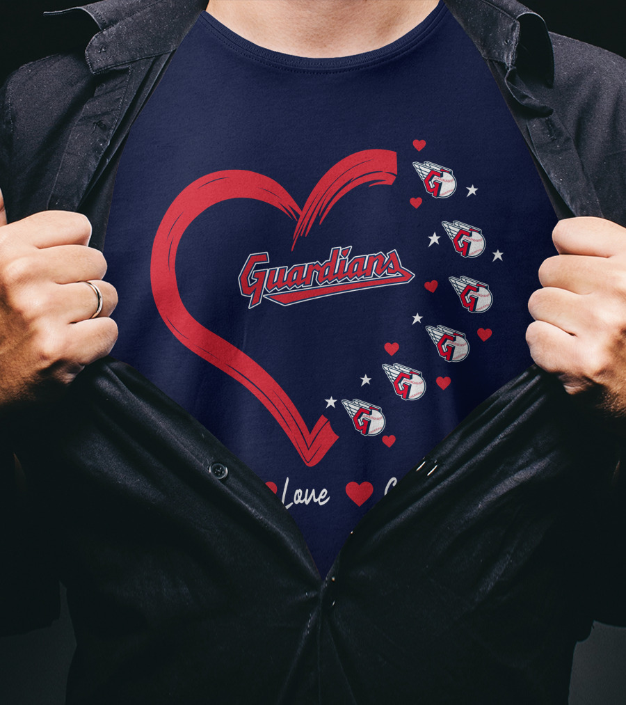 Peace Love Guardians Heart And Baseball T-Shirt