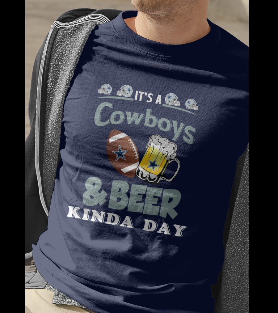Dallas Cowboys Football Beer Kinda Day Football Helmet Star Mug T-Shirt