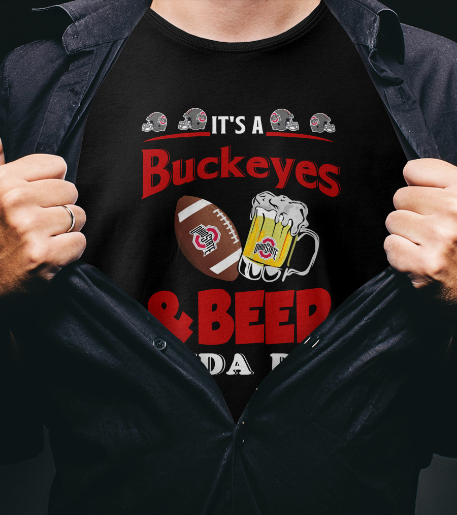 Ohio State Buckeyes And Beer Kinda Day Football Helmet And Mug T-Shirt