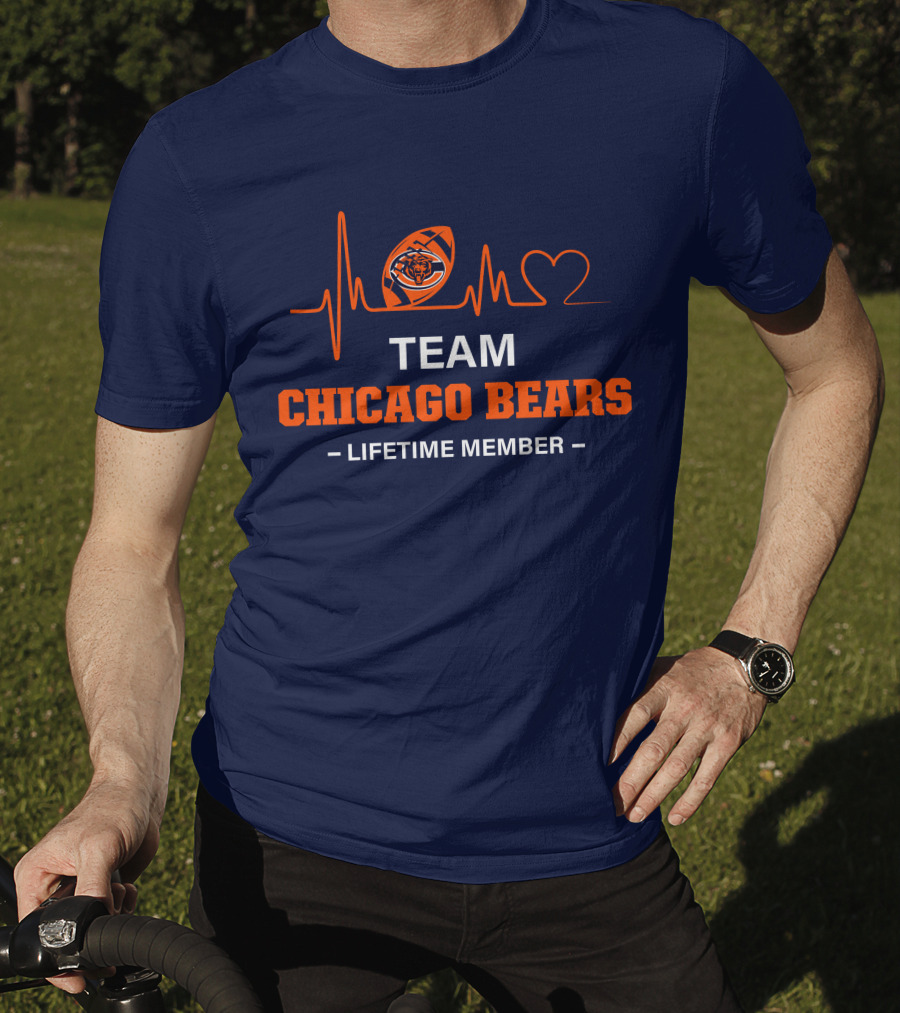 Team Chicago Bears Lifetime Member Heartbeat Football T-Shirt