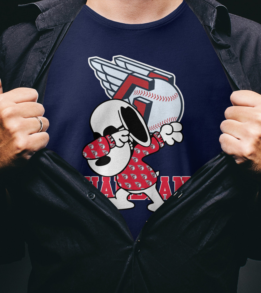 Cleveland Guardians Snoopy Dabbing Baseball T-Shirt