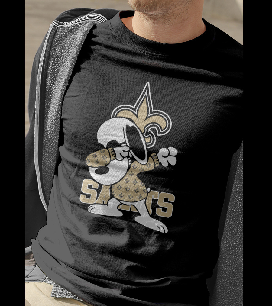 New Orleans Saints Snoopy Fleur-de-Lis Dabbing Saints T-Shirt