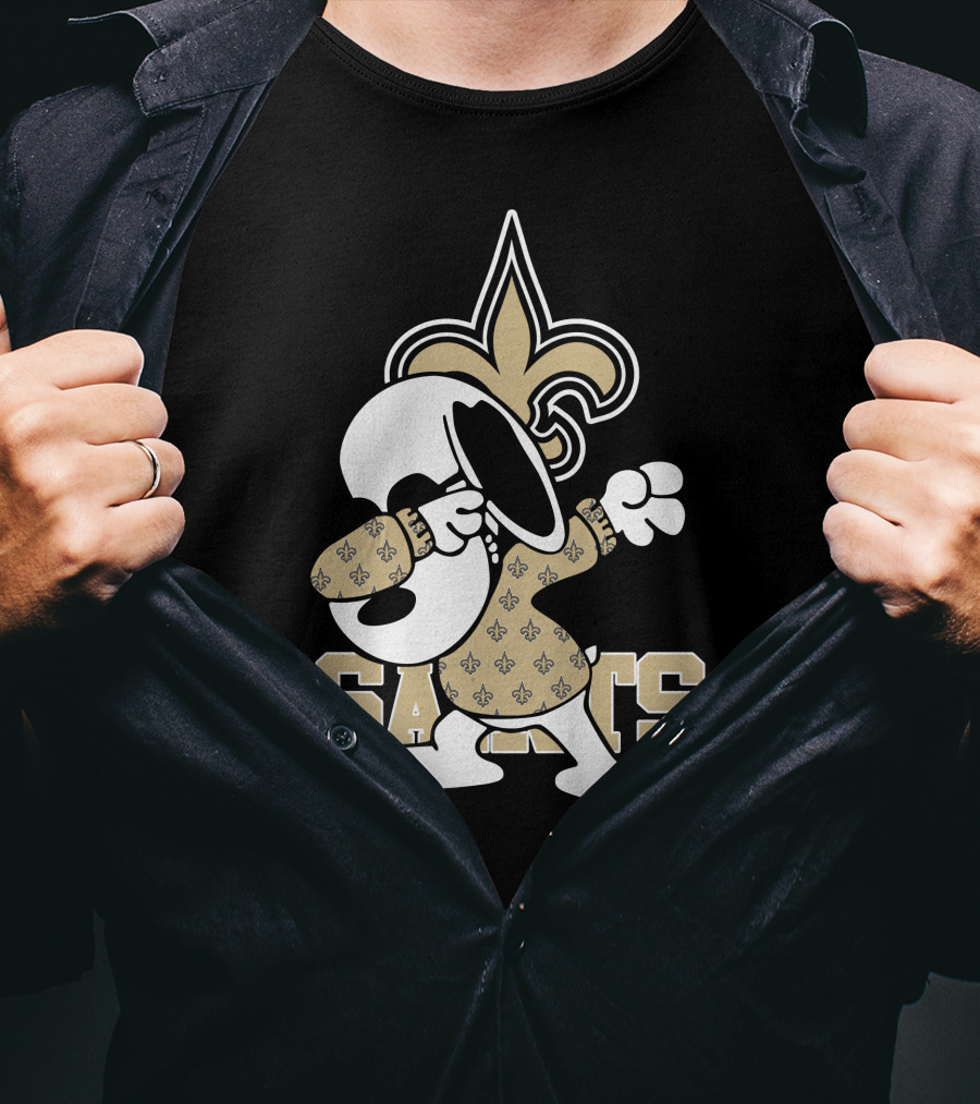 New Orleans Saints Snoopy Fleur-de-Lis Dabbing Saints T-Shirt