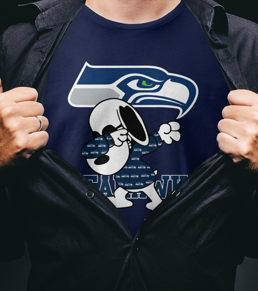 Seattle Seahawks Snoopy Dabbing NFL Team Fan Apparel Bowing Dance T-Shirt