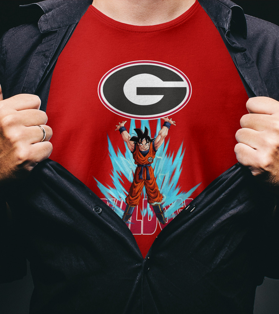 Goku Super Saiyan Georgia Bulldogs Logo Fusion T-Shirt