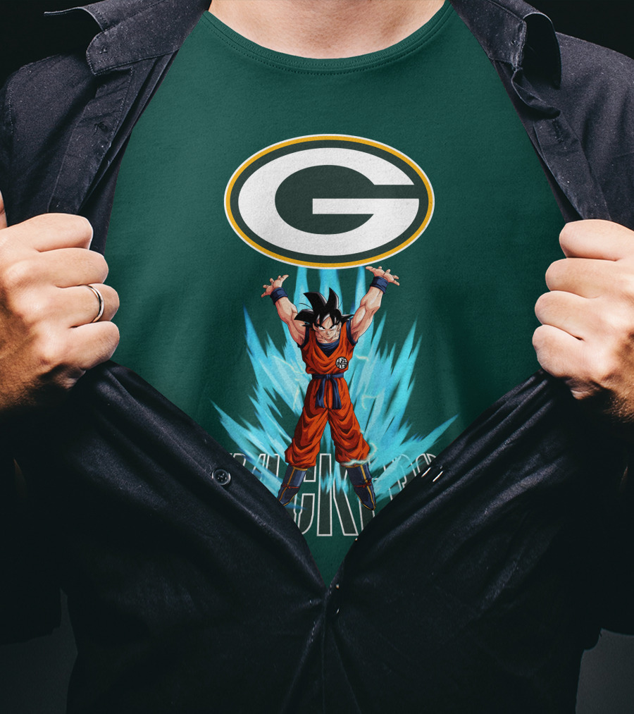 Green Bay Packers Goku Super Saiyan Power Up T-Shirt