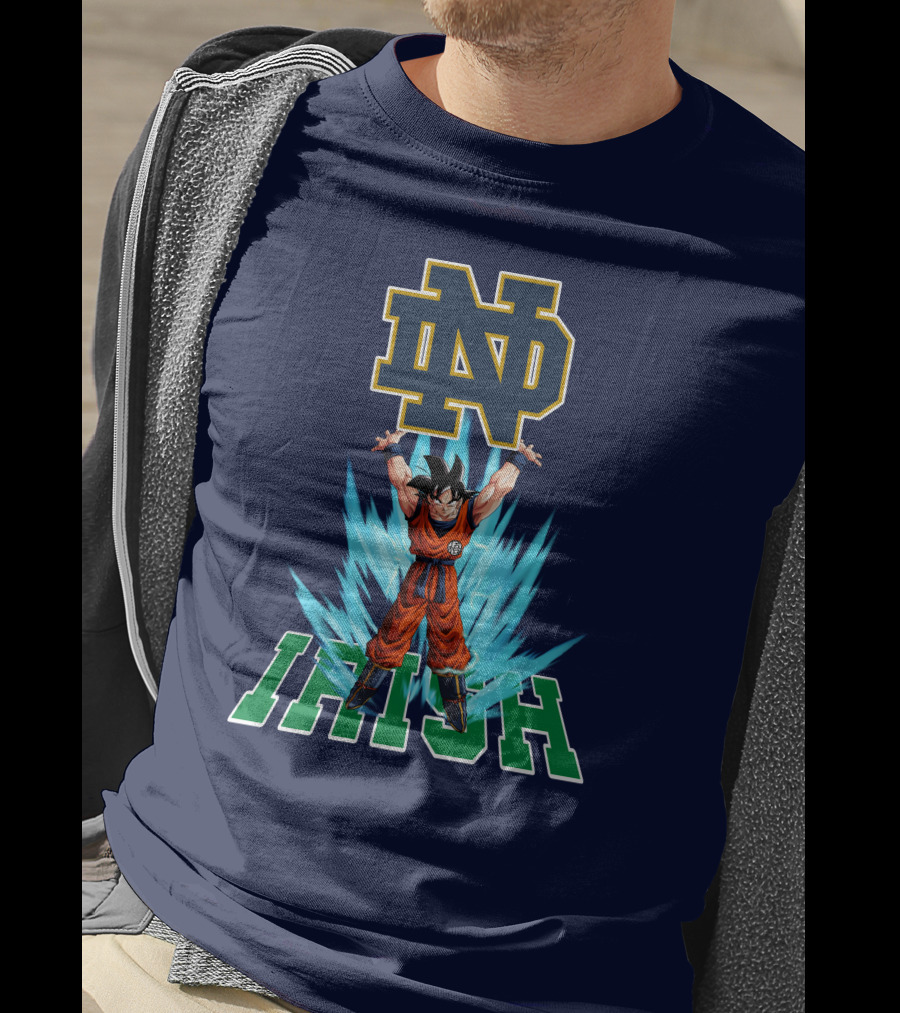 Notre Dame Fighting Irish Dbz Super Saiyan Goku Spirit Bomb T-Shirt
