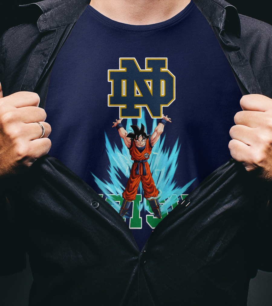 Notre Dame Fighting Irish Dbz Super Saiyan Goku Spirit Bomb T-Shirt