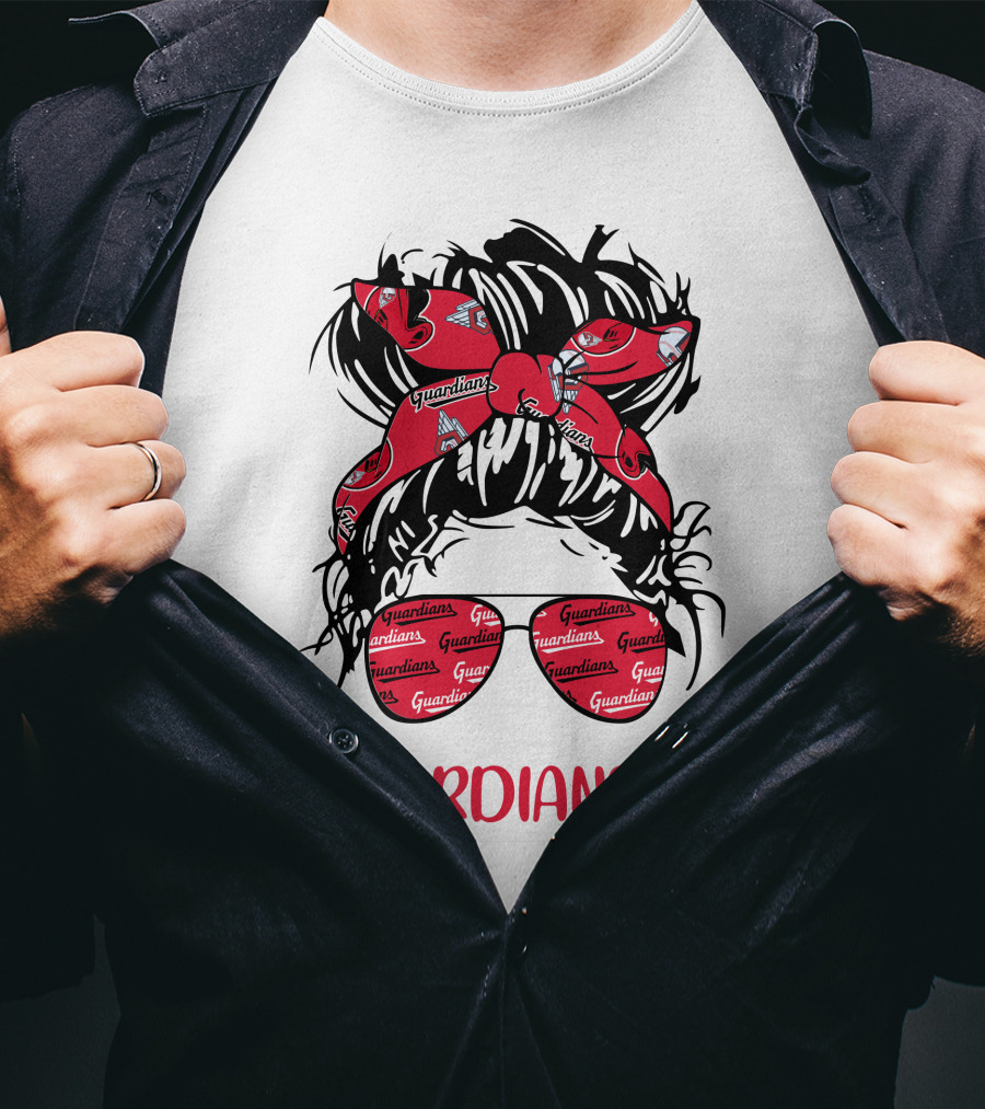 Cleveland Guardians Life Messy Bun Girl Headband Glasses #GuardiansLife T-Shirt