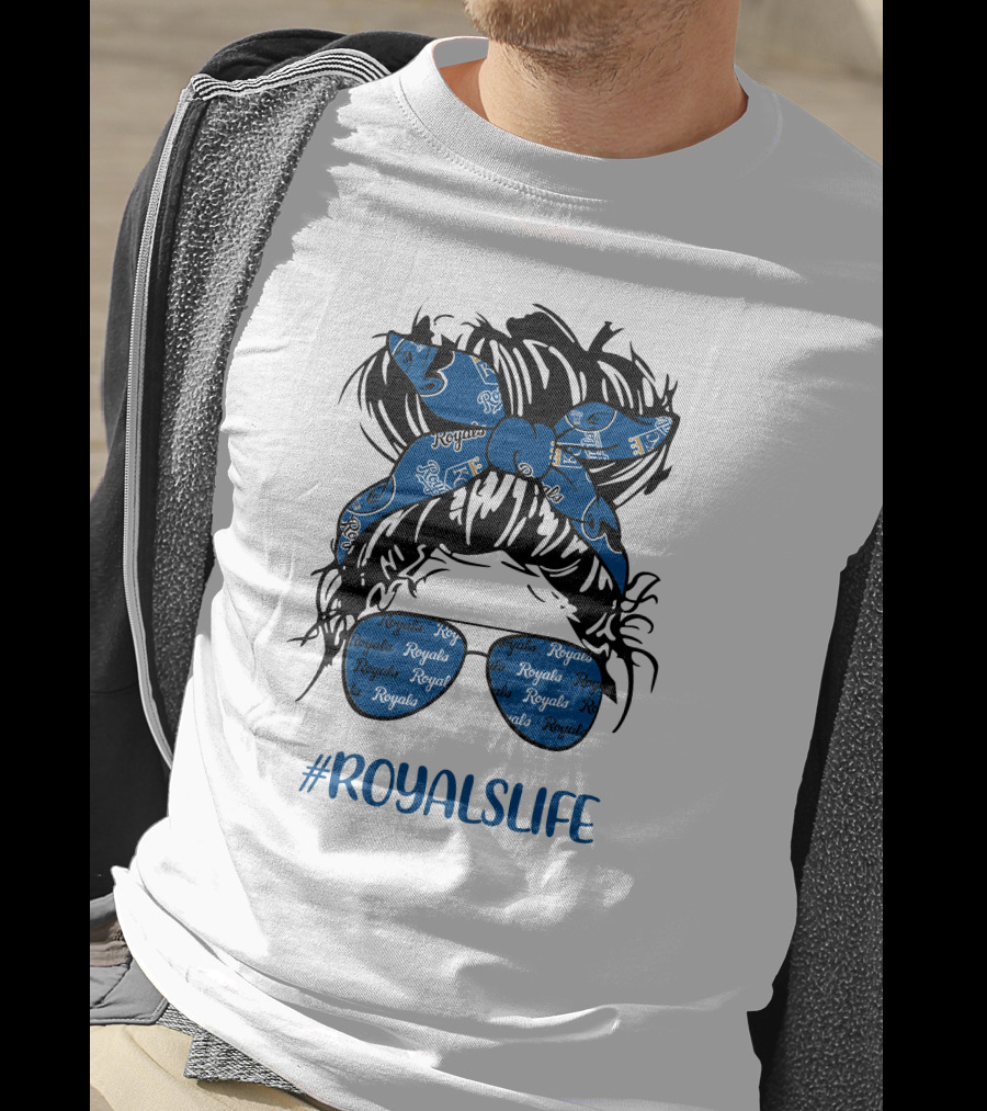 Kansas City Royals Messy Hairband Girl Glasses #RoyalsLife T-Shirt