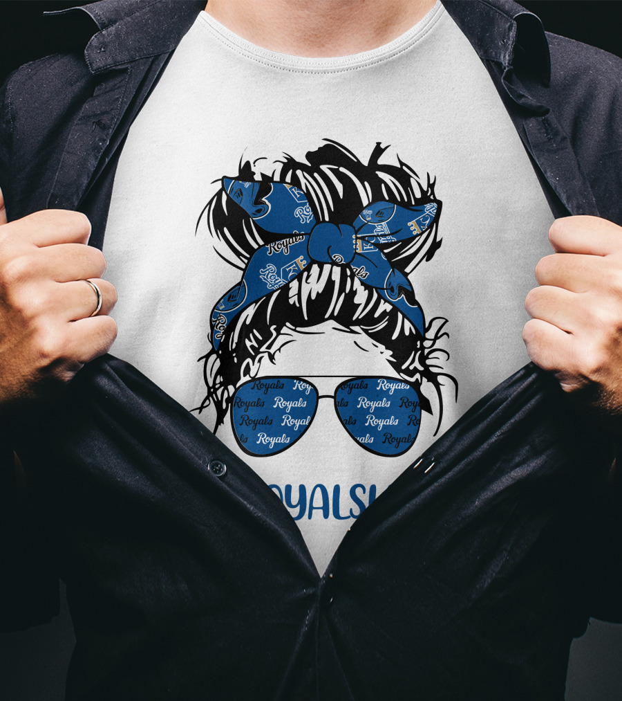 Kansas City Royals Messy Hairband Girl Glasses #RoyalsLife T-Shirt