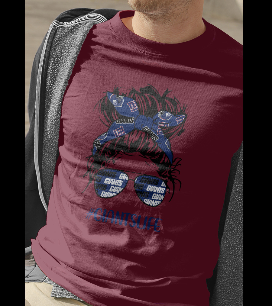 GIANTSLIFE Messy Bun Girl With New York Headband And Glasses T-Shirt