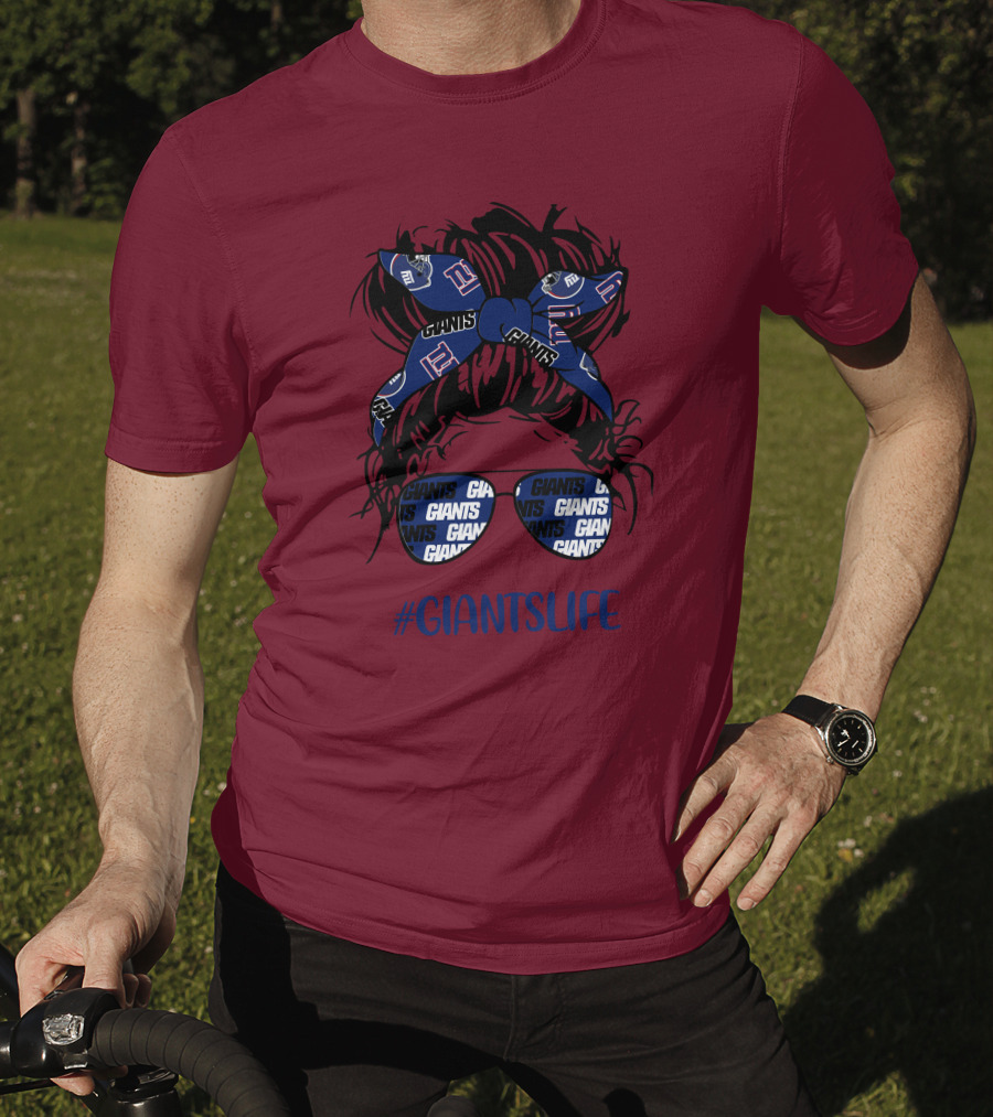 GIANTSLIFE Messy Bun Girl With New York Headband And Glasses T-Shirt
