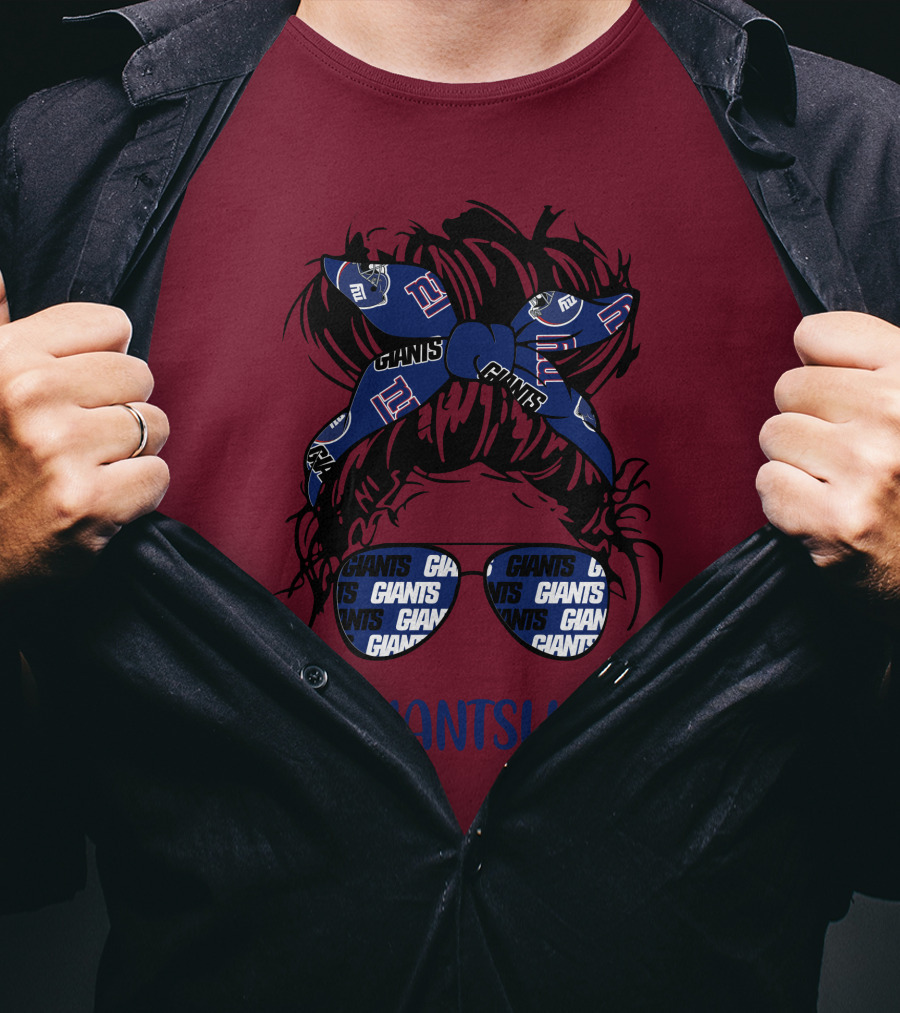 GIANTSLIFE Messy Bun Girl With New York Headband And Glasses T-Shirt