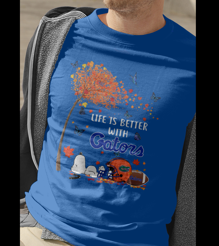 Life Is Better With Florida Gators Snoopy Helmet Football Tree Butterflies T-Shirt