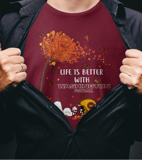 Life Is Better With My Washington Football Team Autumn Snoopy T-Shirt