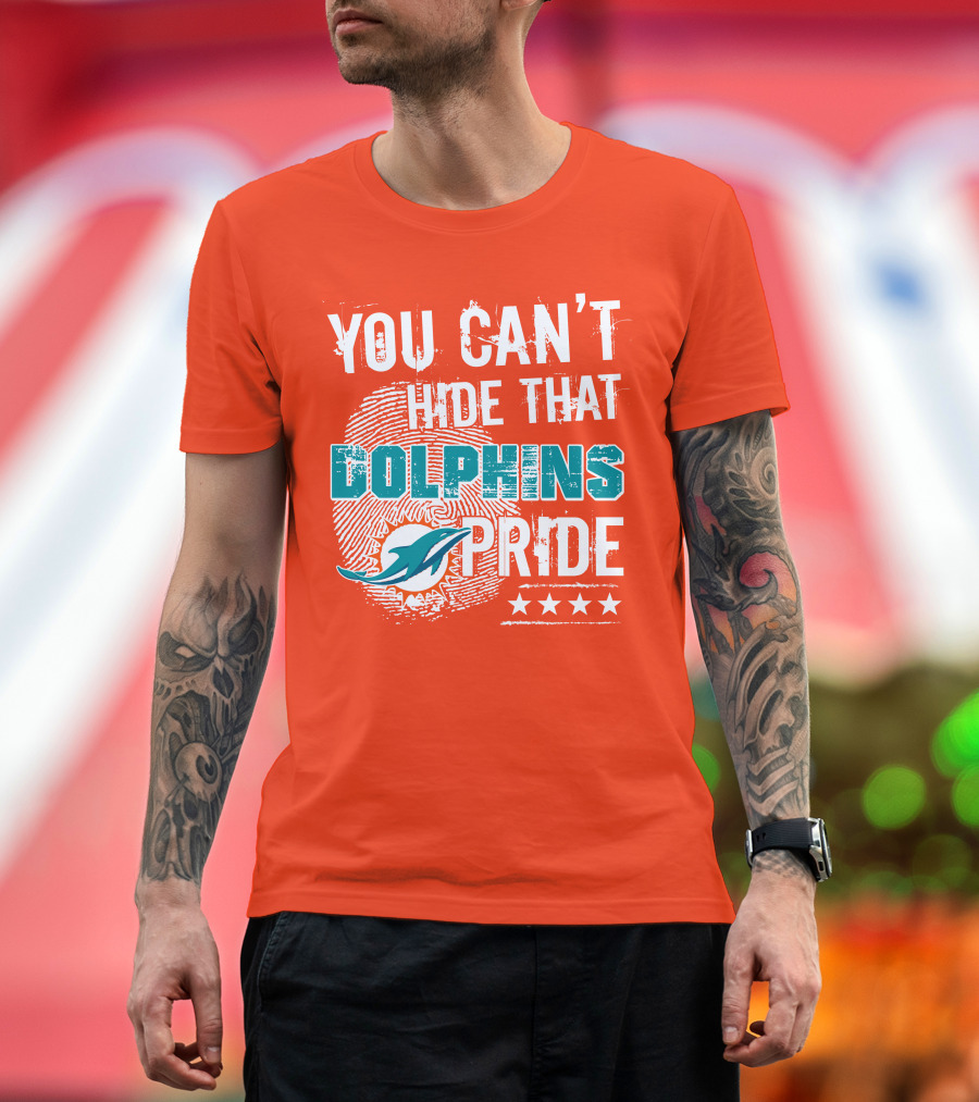 You Can't Hide That Dolphins Pride Miami Football Fans Logo Fingerprint Stars T-Shirt
