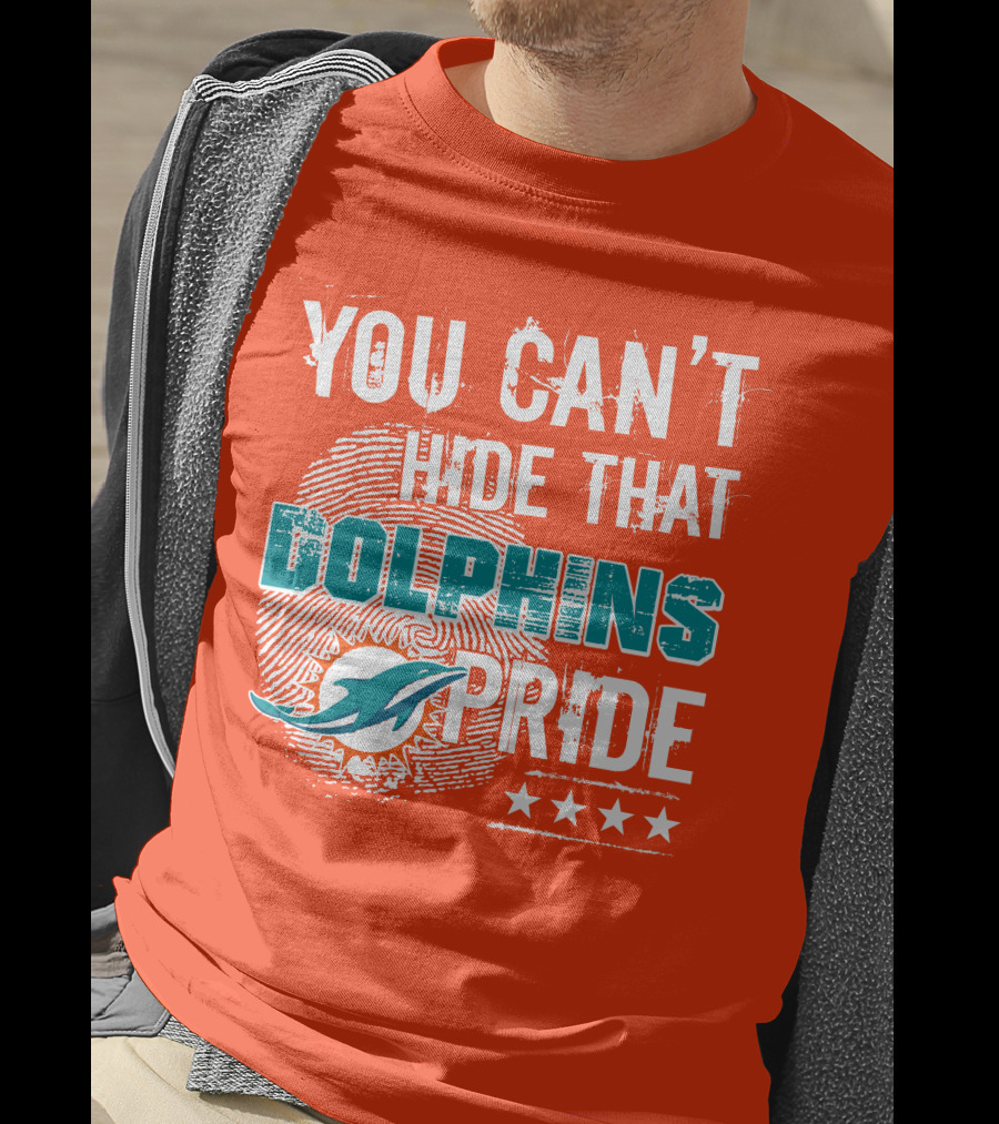 You Can't Hide That Dolphins Pride Miami Football Fans Logo Fingerprint Stars T-Shirt