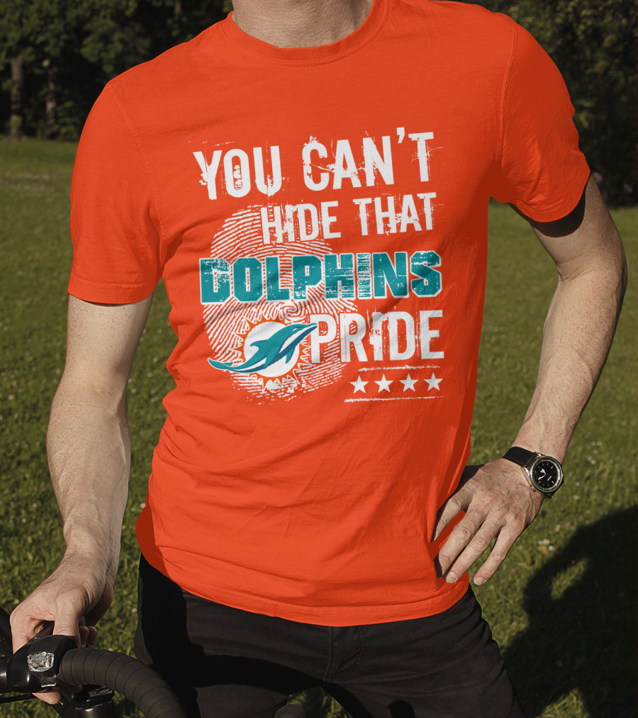 You Can't Hide That Dolphins Pride Miami Football Fans Logo Fingerprint Stars T-Shirt