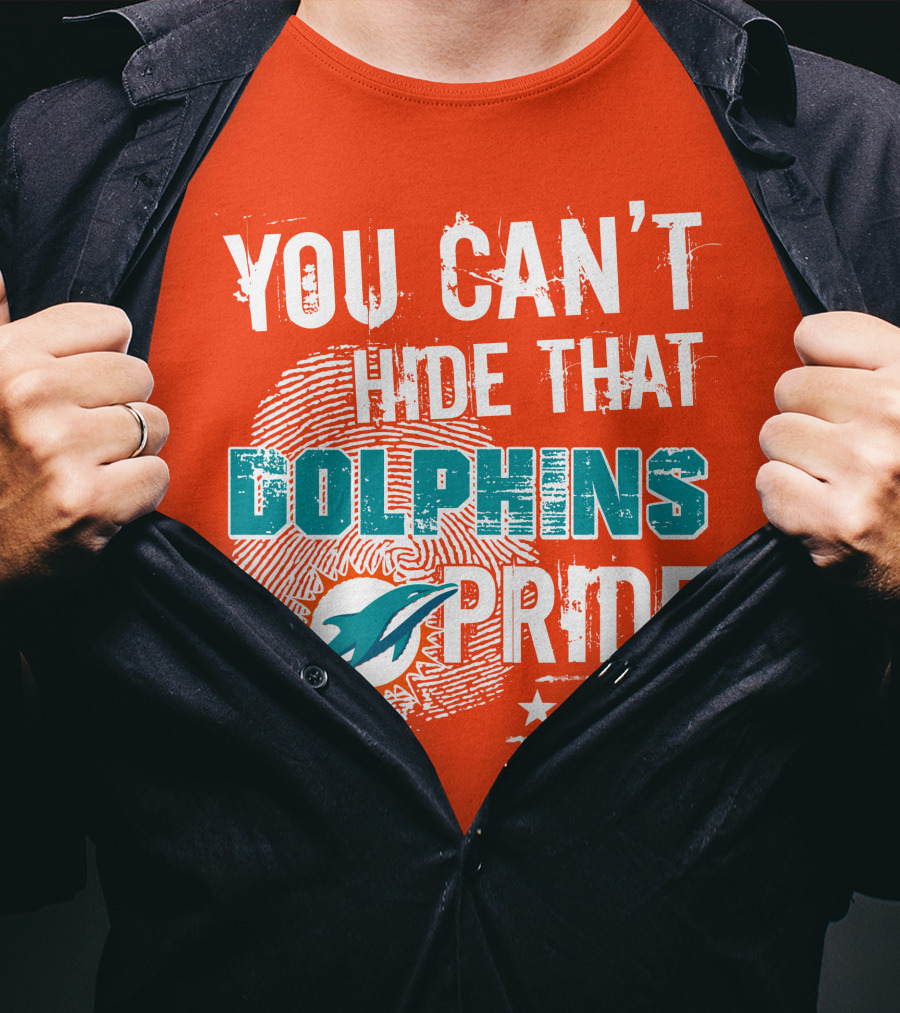 You Can't Hide That Dolphins Pride Miami Football Fans Logo Fingerprint Stars T-Shirt