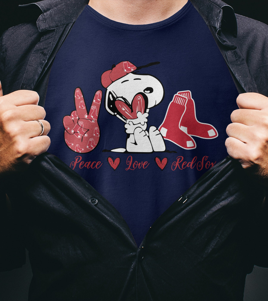 Peace Love Snoopy Red Sox T-Shirt
