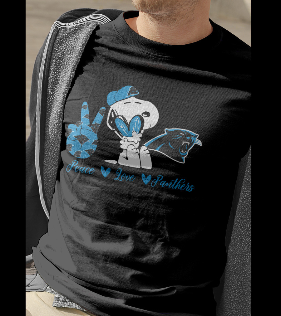 Peace Love Panthers Snoopy Carolina Panthers T-Shirt