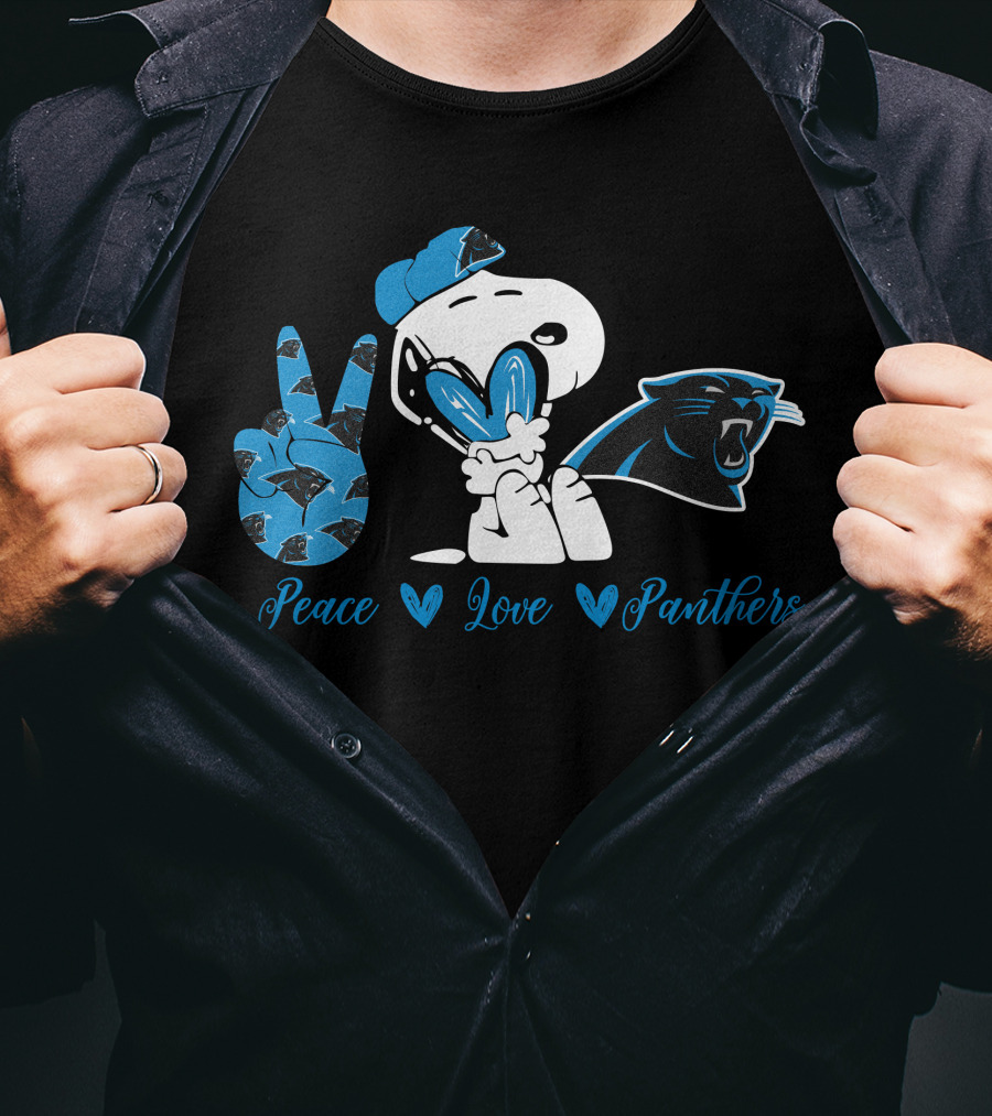 Peace Love Panthers Snoopy Carolina Panthers T-Shirt