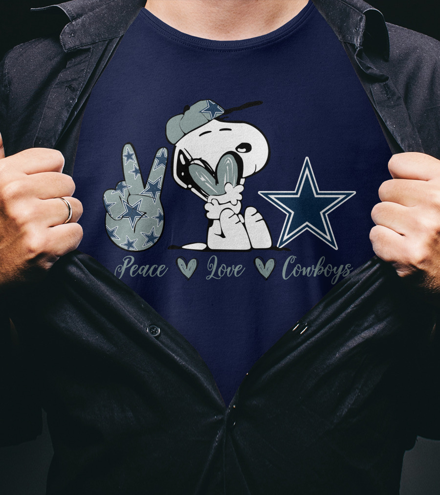 Peace Love Cowboys Snoopy Dallas Cowboys T-Shirt