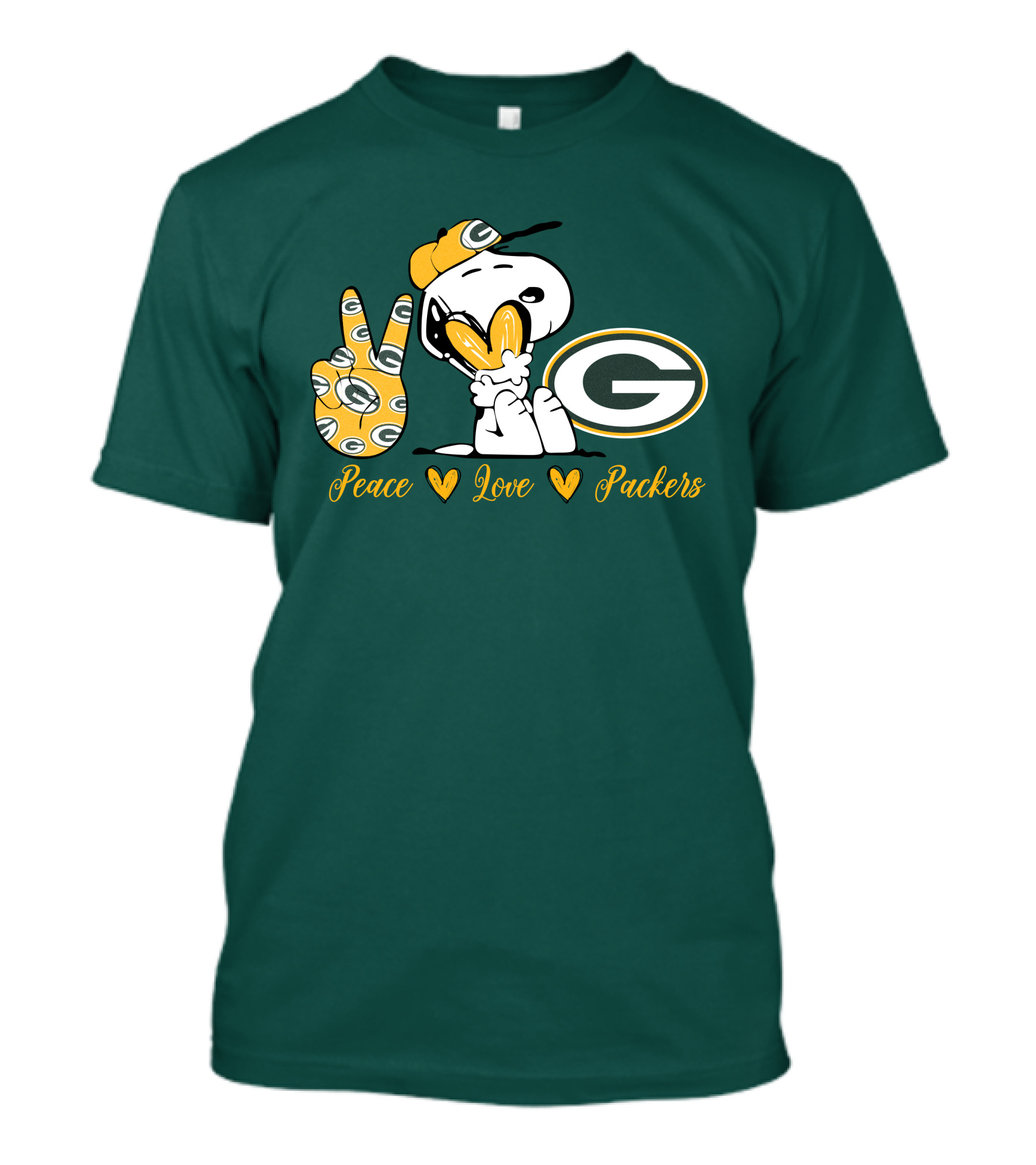 Peace Love Packers Snoopy Green Bay Packers T-Shirt