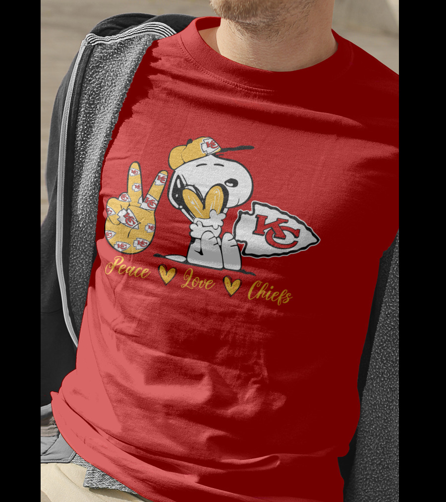 Peace Love Kansas City Chiefs Snoopy Nfl Emojis T-Shirt