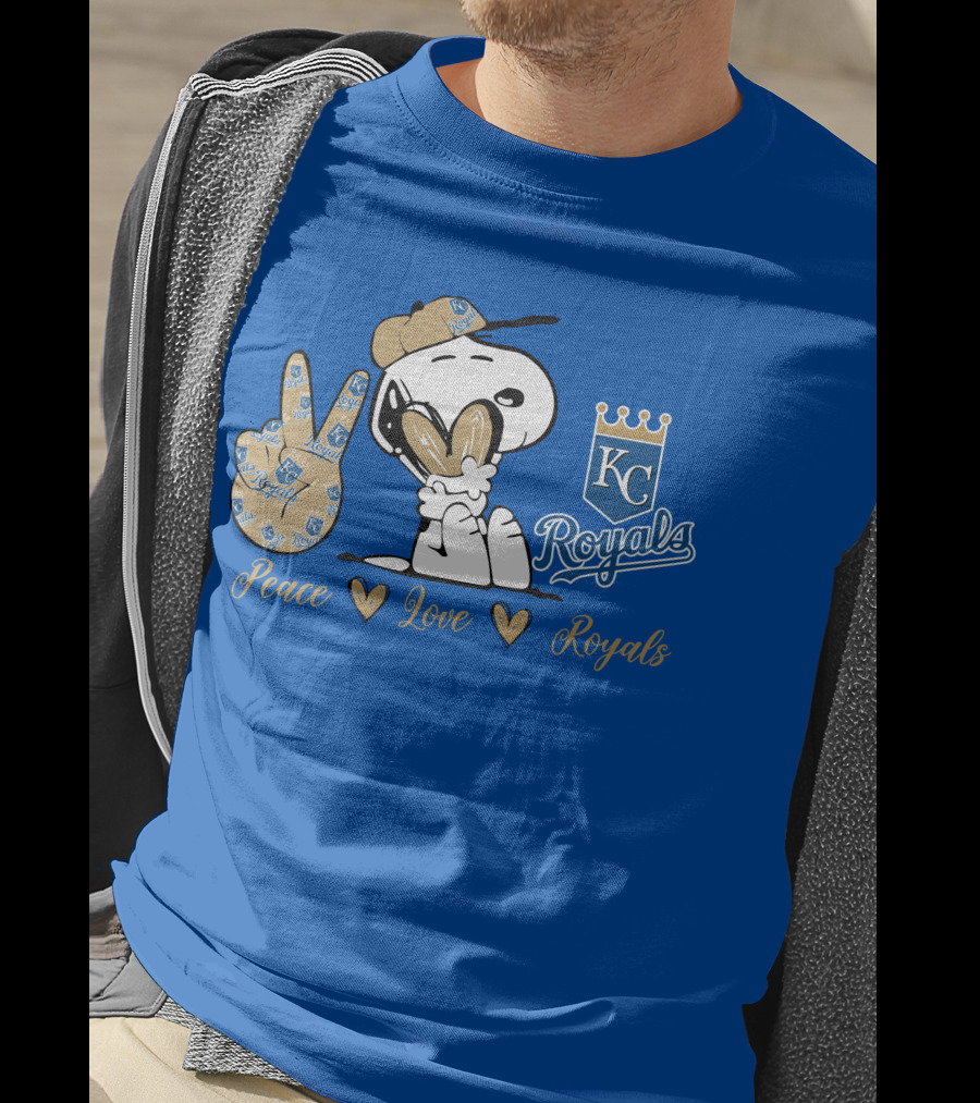 Snoopy Wearing Kansas City Royals Cap Peace Love Royals T-Shirt