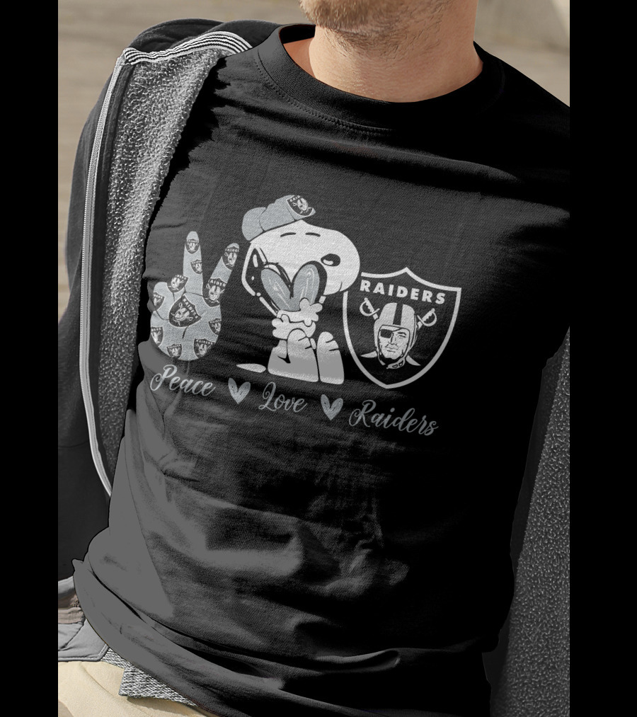 Peace Love Raiders Snoopy Football T-Shirt