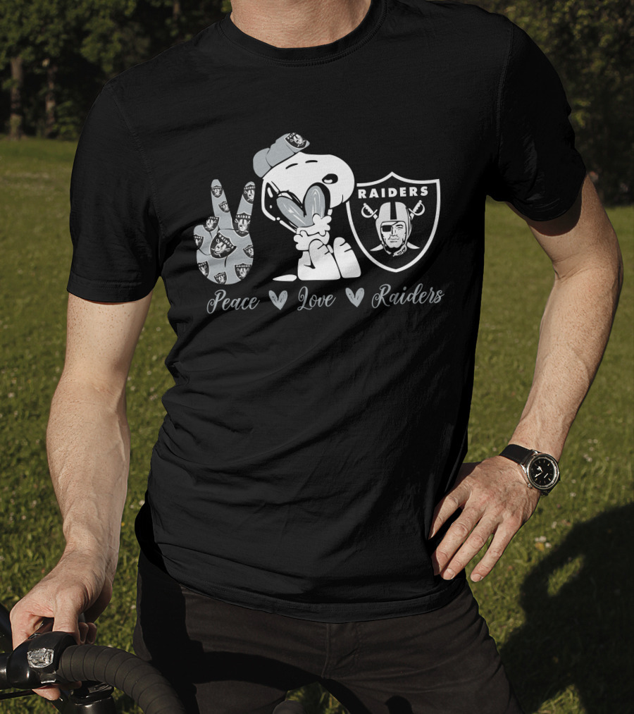 Peace Love Raiders Snoopy Football T-Shirt