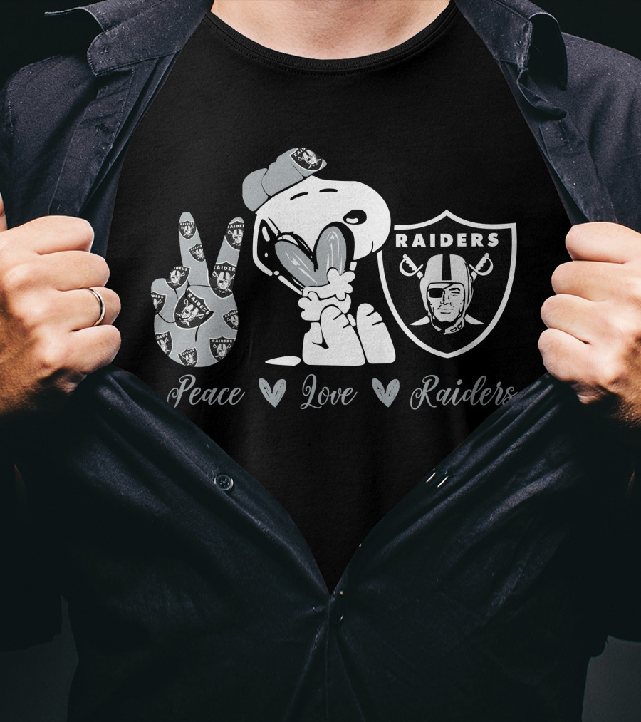Peace Love Raiders Snoopy Football T-Shirt