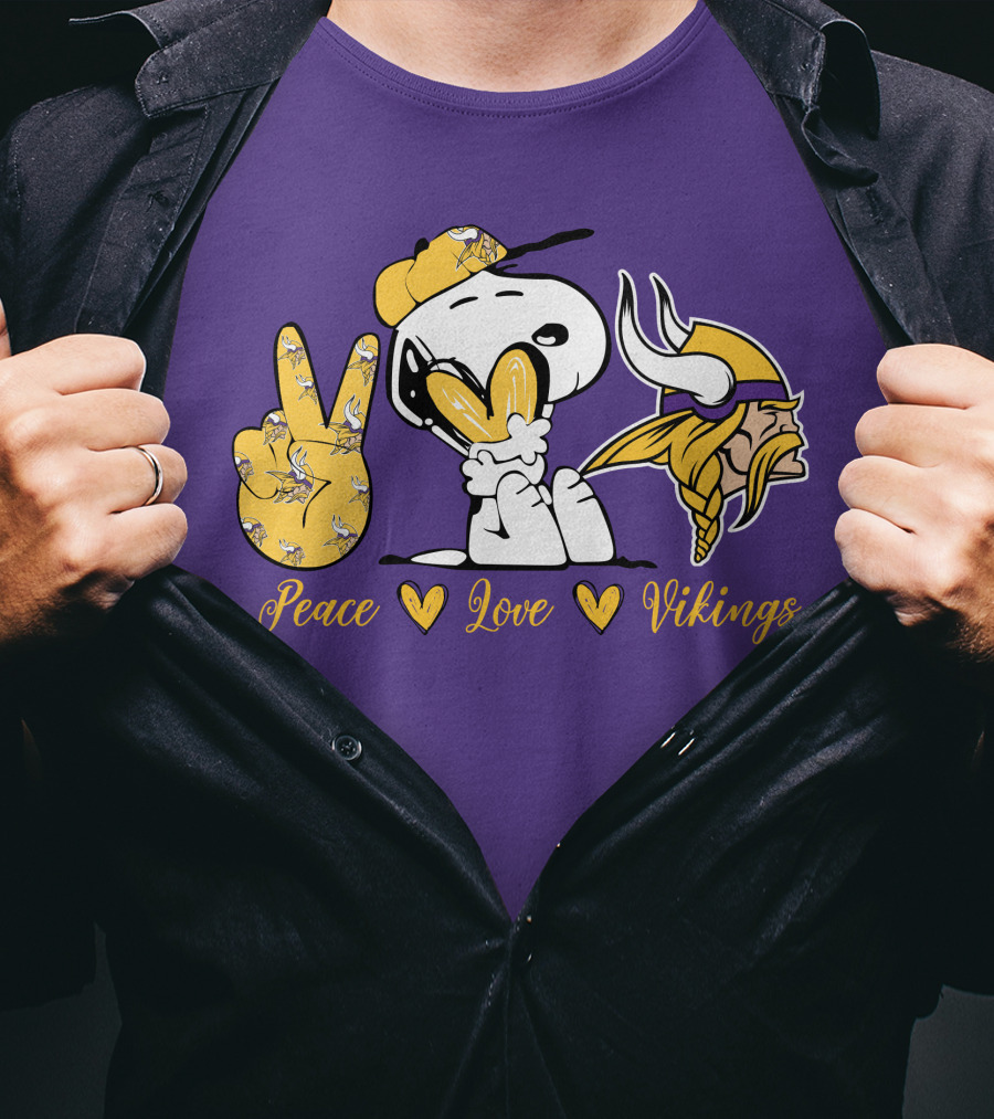 Peace Love Vikings Snoopy Minnesota T-Shirt
