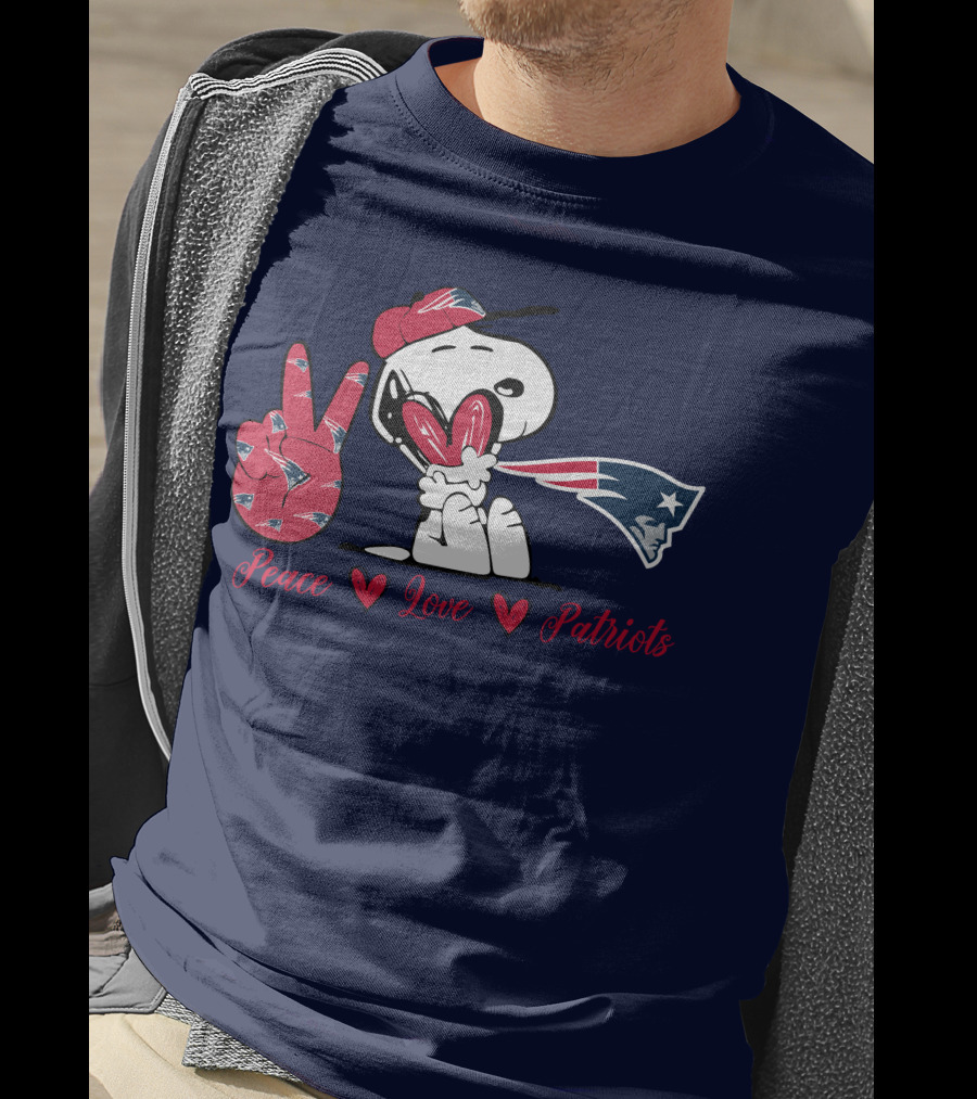 Peace Love Patriots Snoopy New England T-Shirt